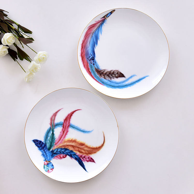 Bone China Feather Moonlight Plate