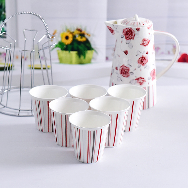 Bone China Pot Suit Contains One Kettle Six Cup and Cup Bracket