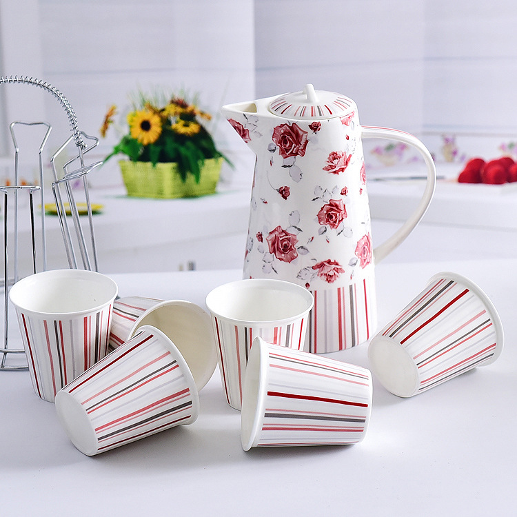 Bone China Pot Suit Contains One Kettle Six Cup and Cup Bracket