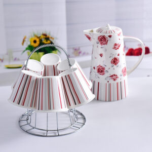 Bone China Pot Suit Contains One Kettle Six Cup and Cup Bracket