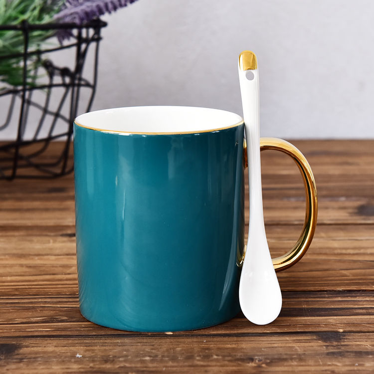 C Handle Color Glazed Bone China Mug 1
