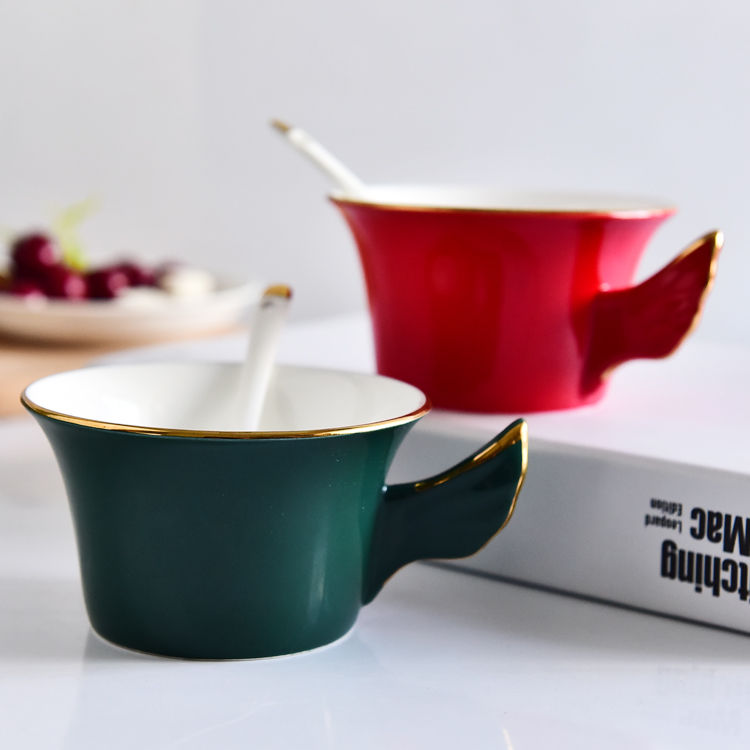 Color Glazed Angel Bone China Coffee Cup