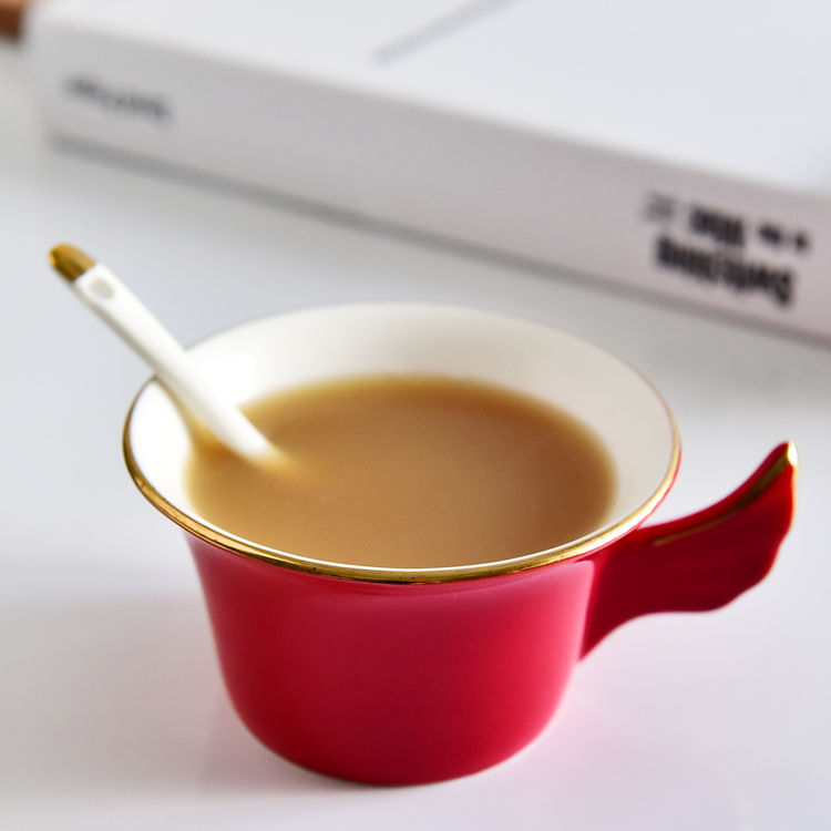 Color Glazed Angel Bone China Coffee Cup