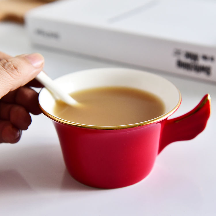 Color Glazed Angel Bone China Coffee Cup