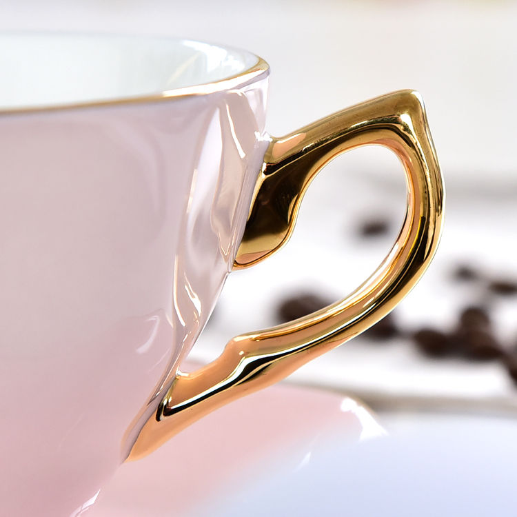 Color Glazed Bone China Coffee Cup and Saucer 1