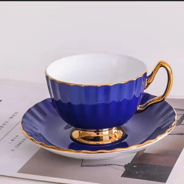 Color Glazed Bone China Coffee Cup and Saucer 2