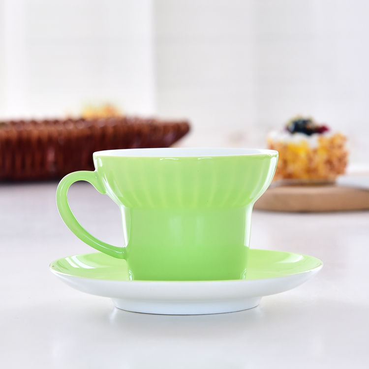 Color Glazed Lantern Porcelain Cup and Saucer