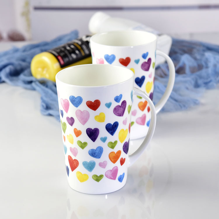 Colorful Heart Shaped High-V Porcelain  Cup