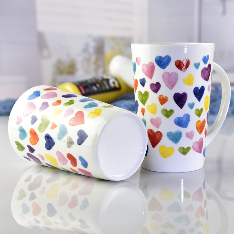 Colorful Heart Shaped High-V Porcelain  Cup