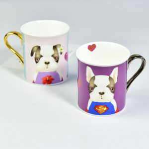 Creative Gild Handle Inverted Mouth Porcelain Couple’s Cup