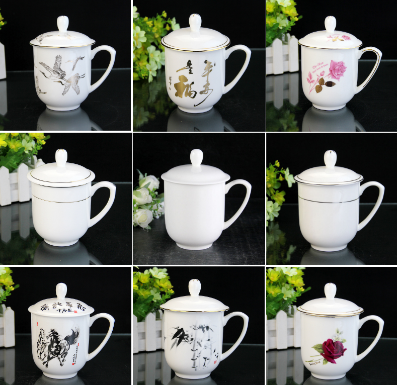 Creative Golden Rimmed Bone China Meeting Cup