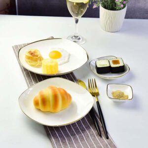 Creative Golden Rimmed Bowl Plate and Saucer Dinnerware