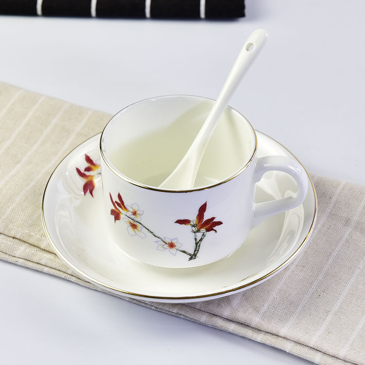 Customizable Austrian Style Bone China Coffee Cup and Saucer