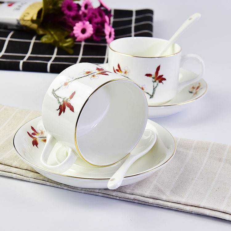 Customizable Austrian Style Bone China Coffee Cup and Saucer