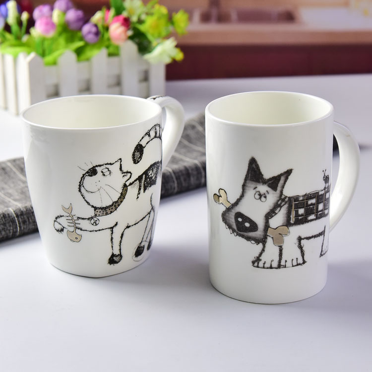 Customizable Cartoon Couple’s Porcelain Cup