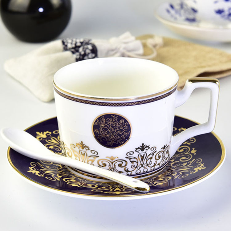 Customizable European Style Bone China Coffee Cup and Saucer