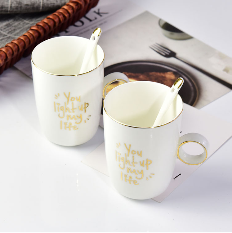 Customizable Gold Rimmed Gild Diamond Porcelain Cup
