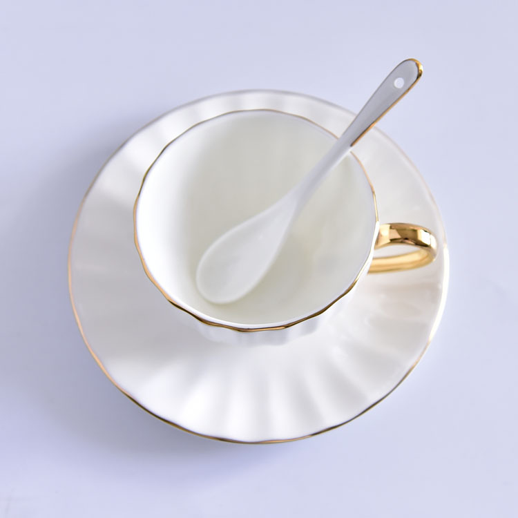 Customizable Golden Handle Pumpkin Bone China Coffee Cup and Saucer