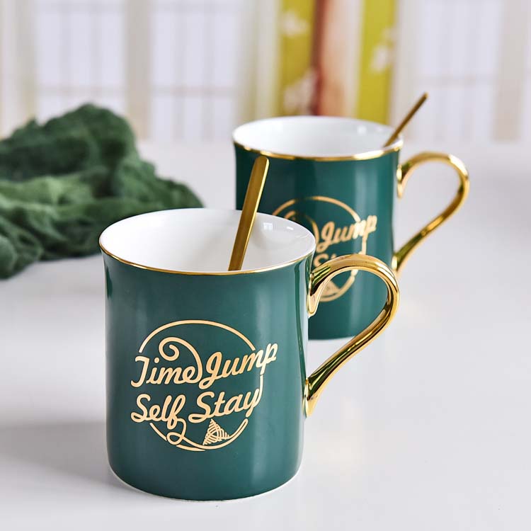 Customizable Logo Creative Green Glazed Porcelain Cup
