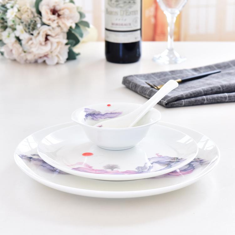 Customizable Red Sun Single-person Porcelain Dinnerware
