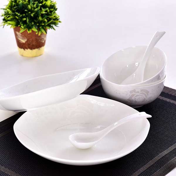 Customizable White Rose Single-person Porcelain Dinnerware Present