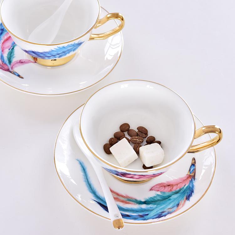 Feather Bone China Coffee Cup and Saucer
