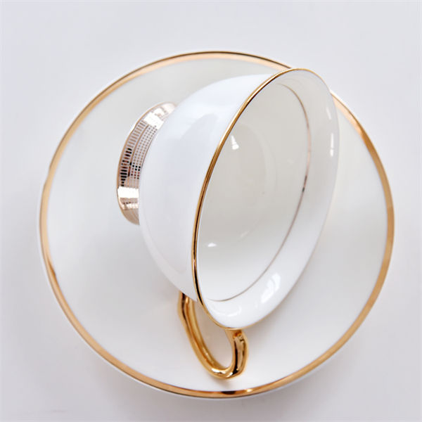 Gold Foil Bone China Coffee Cup and Saucer
