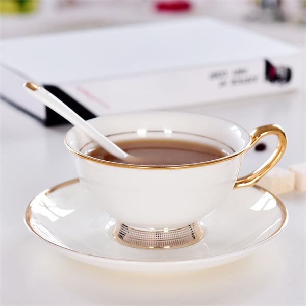 Gold Foil Bone China Coffee Cup and Saucer
