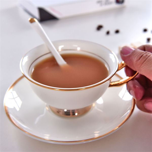 Gold Foil Bone China Coffee Cup and Saucer