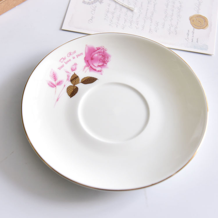 Gold Leaf Rose Bone China Coffee Cup and Saucer