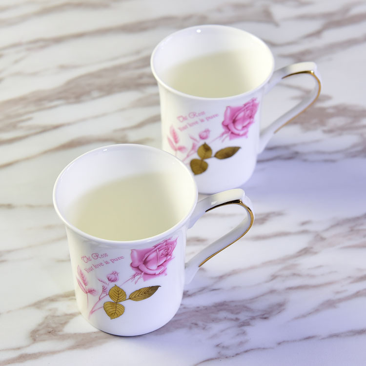 Gold Leaf Rose Present Porcelain Inverted Mouth Cup