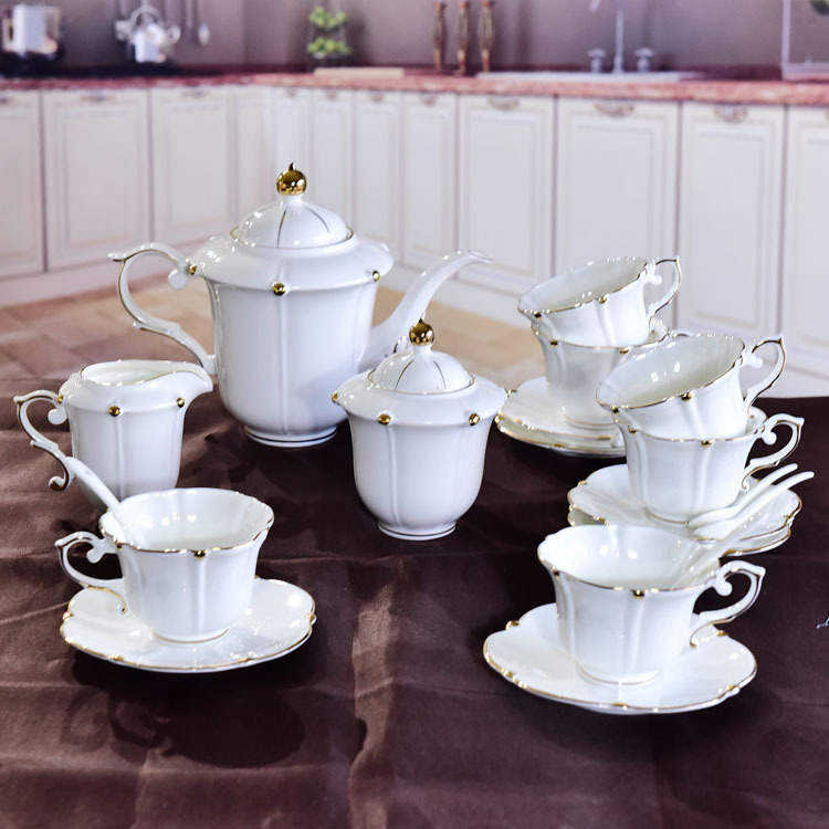Golden Beads 15-piece Bone China Coffee Set