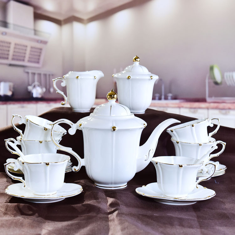 Golden Beads 15-piece Bone China Coffee Set