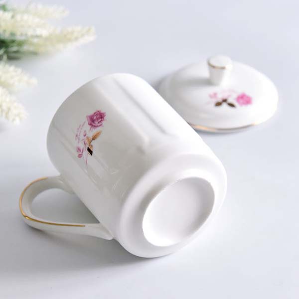 Golden Rimmed Bone China Rose Meeting Cup