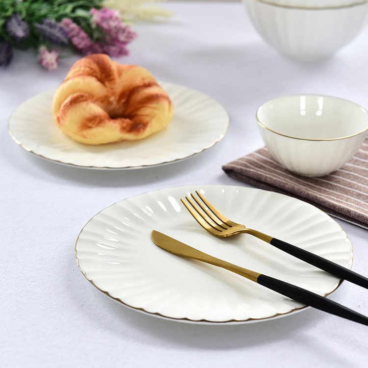 Golden Rimmed Bone China Plate