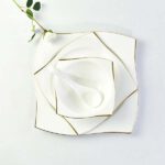 Golden Rimmed Corner Plate Dinnerware