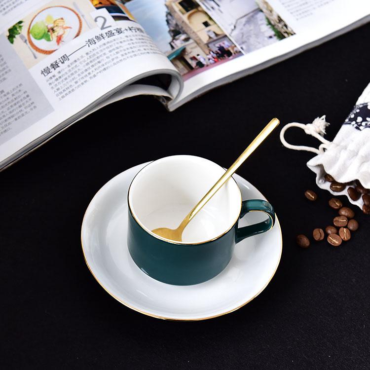 Green Glazed Bone China Coffee Cup and Saucer