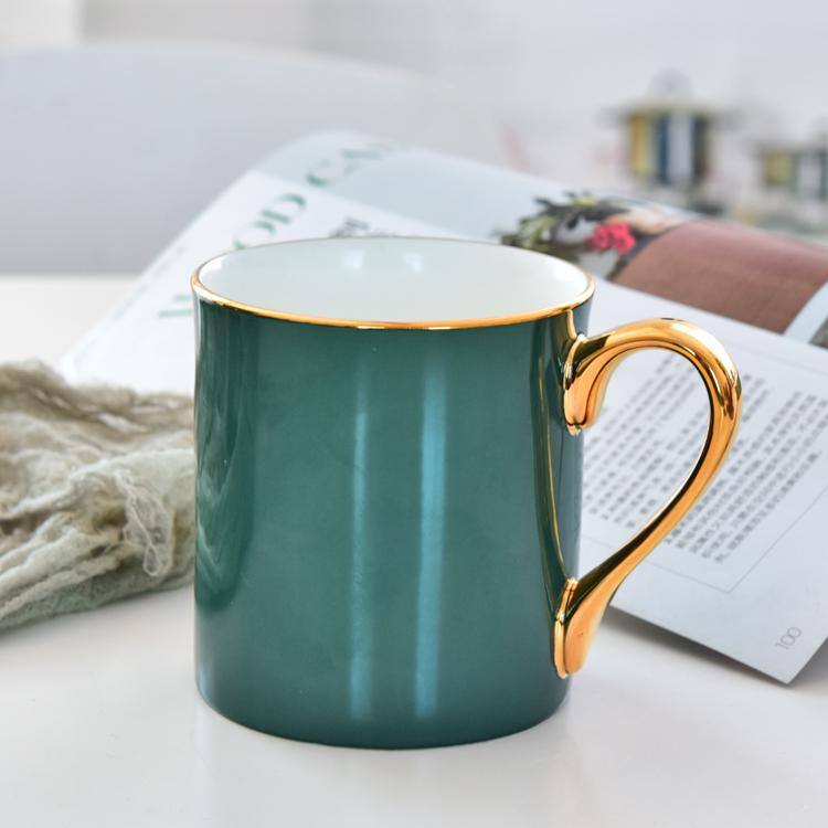 Green Glazed Golden Handle Porcelain Cup