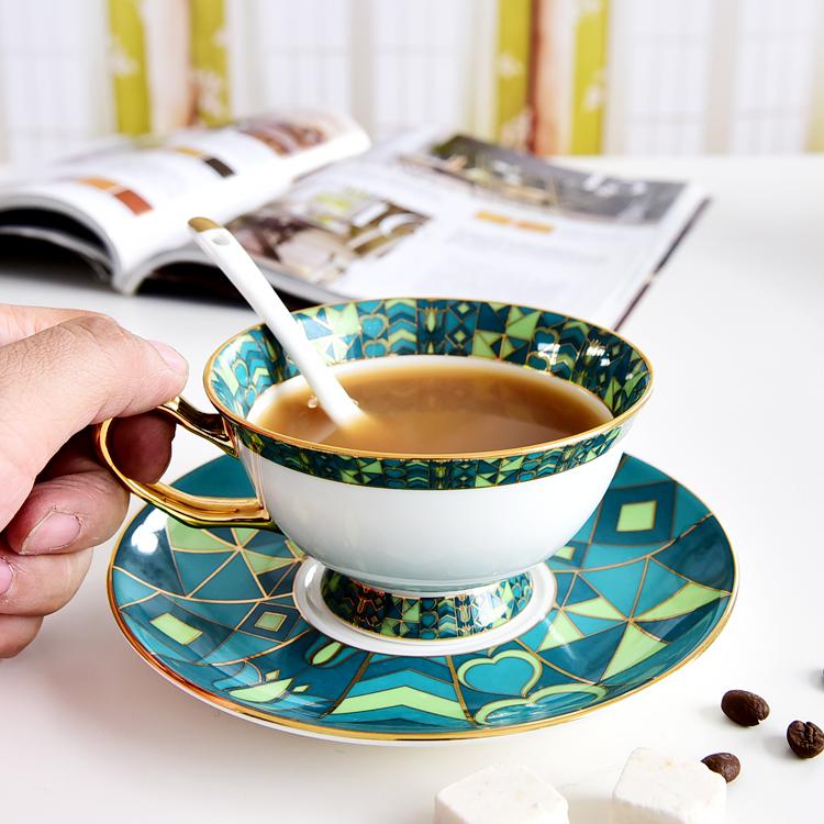 Green Lily Bone China Coffee Cup and Saucer
