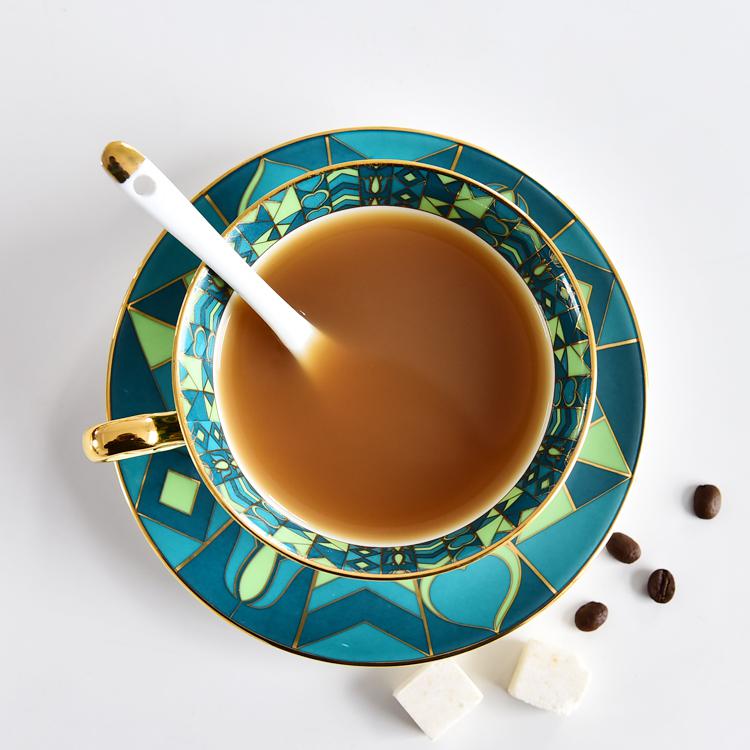 Green Lily Bone China Coffee Cup and Saucer