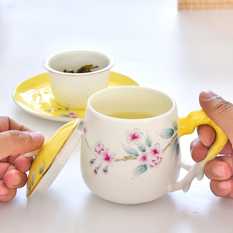 Hand-painted Apricot Blossom Porcelain Cup
