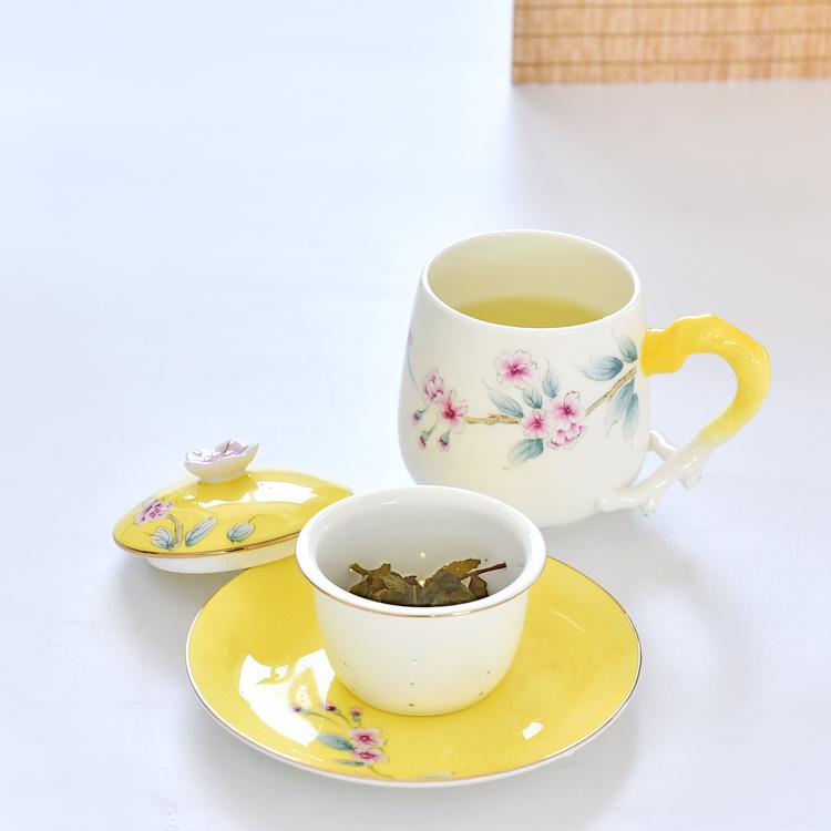 Hand-painted Apricot Blossom Porcelain Cup