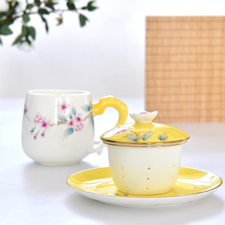 Hand-painted Apricot Blossom Porcelain Cup