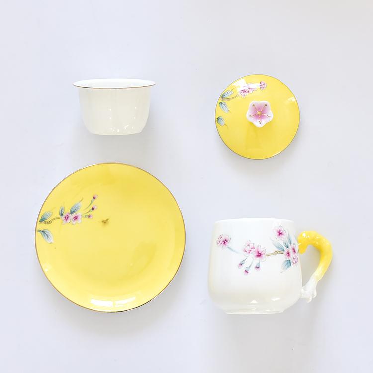 Hand-painted Apricot Blossom Porcelain Cup