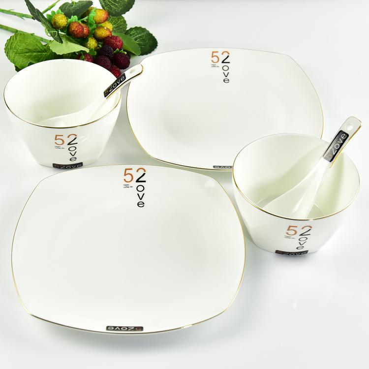 I Love U Porcelain Dinnerware for Two Persons