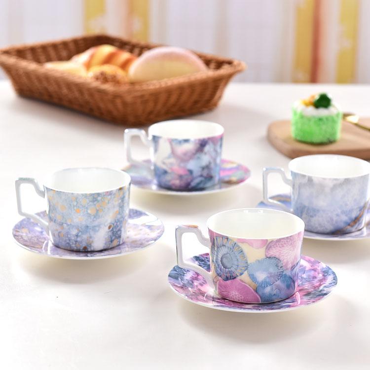 Ocean Series Bone China Coffee Cup and Saucer