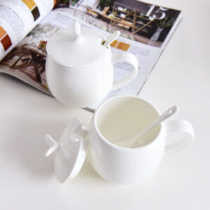 Rabbit Ear-shaped Cover Porcelain Belly Cup