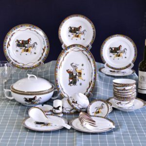 Service Horse Porcelain Dinnerware Present Suit