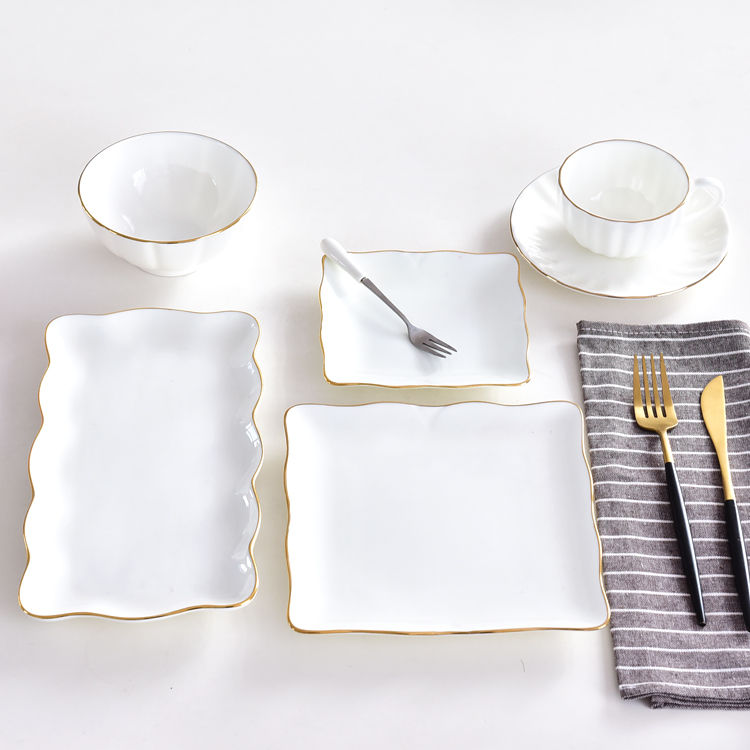 Single-person Golden Rimmed Porcelain Dinnerware