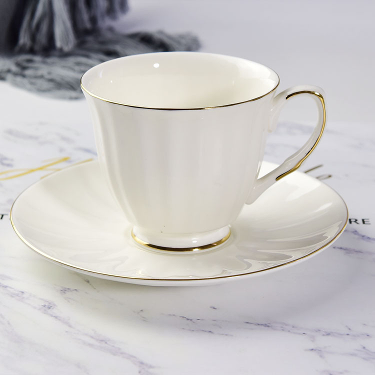 Vertical Stripes Bone China Coffee Cup and Saucer